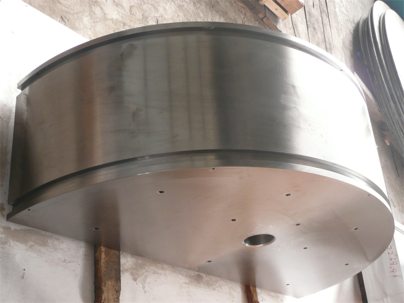 Precision-machined semi-circular beam, a key structural component for isostatic presses.